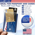 Claev Flexible and Tear Resistant Vertical 4x6 Passport & Card Holders (4x6 Extra Large (XXL), 250 Pack), Clear Zipperless ID Plastic Name Card Badge Holders for Travel, Conferences, Conventions