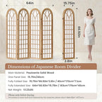 Asnefeli 4 Panel Japanese Room Divider, Shoji Style Partition Divider, Fully Assembled Wooden Privacy Screen for Home Office Bedroom Apartment Decoration, Natual