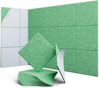 UNECHO 12 Pack 12" X 12" X 0.4" Acoustic Panels for Wall Sound Absorbing, Square Self-Adhesive Sound Panel, High Density Suitable for Multiple Scenarios(Forest Green)