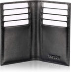 Slim Leather Credit Card Holder for Men & Women 8cc, Italian Calfskin (Black)
