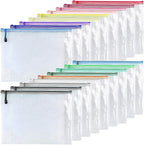 Oaimyy-18 Pcs-3"x 5"-Plastic Mesh Zipper Pouch Document Folders Bag Zipper Zip File Folders Puzzle Storage Bags for Office Supplies, Travel,Organizing Storage-Multicolor