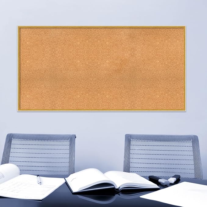 Amanti Art Natural Cork Board for Wall, 29x57 Vision Board with White Frame, Oversize Corkboard Office Decor for Home Organization, Modern Corkboard Pinboard to Display Items for Home Organization in