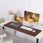 Leather Desk pad Protector, Large Desk mat with Natural Cork & PU Leather,Mouse pad,Non-Slip Office Desk Mat,Waterproof Desk Writing Pad for Office and Home (47in*23.7in,Coffee)