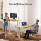 Claiks Bamboo Standing Desk with Drawers, 48×24 Inch Adjustable Stand Up Desks, Quick Install Computer Desk with USB and TapeC Ports, Bamboo