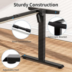 BIZUM Electric Standing Desk Frame, Height Adjustable Sit Stand Desk Base with Memory Preset Button, USB Port for Home Office, Black Frame Only