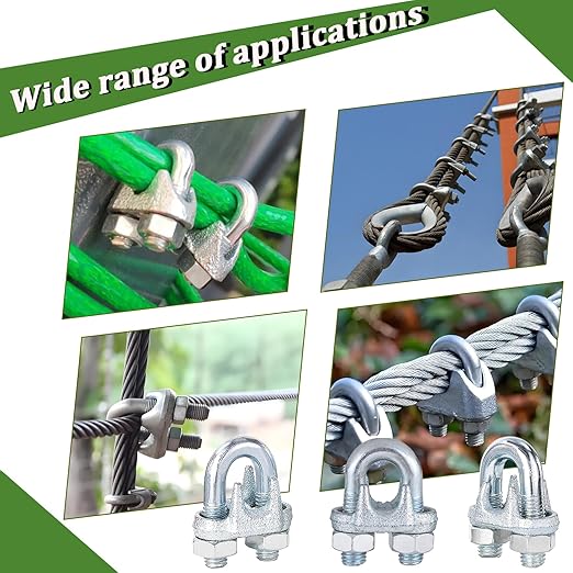 30 PCS 1/8 Inch Wire Rope Clamps, M3 Heavy Duty Galvanized Wire Cable Clamps for Tent Ropes, Boat, Clotheslines, U-Bolt Saddle Fasteners for Secure Connections