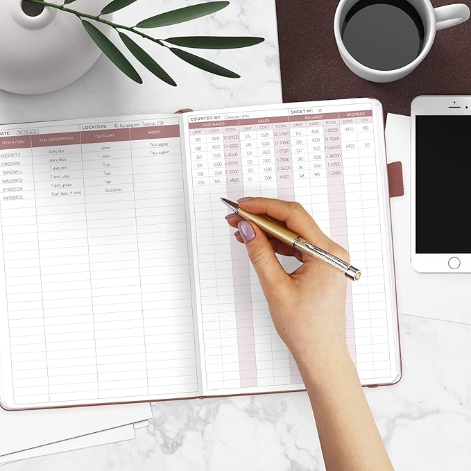 Clever Fox Inventory & Sales Log Book for Small Business – Inventory Ledger Book, Inventory Notebook, Order Tracker Book for Purchases, Sales & Reorders – Undated, Hardcover, A5, Rose Gold
