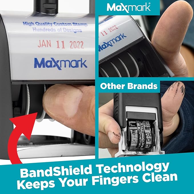 MaxMark Heavy Duty Self Inking Date Stamp with Phrase Paid - Black Ink