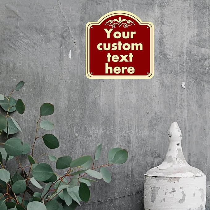 HK SIGNS Aluminum Weatherproof Metal Sign, Custom Indoor/Outdoor Decorative Sign, Modern Style, Red, 14*14 Inch