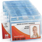 Mifflin-USA Horizontal ID Name Badge Holder (Clear, 3.5x2.25 Inches, 50 Pack), Waterproof and Resealable Plastic Card Holders