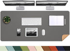 Leather Desk pad Protector, Large Desk mat with Natural Cork & PU Leather,Mouse pad,Non-Slip Office Desk Mat,Waterproof Desk Writing Pad for Office and Home (47in*23.7in,Dark Grey)