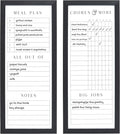 Sheffield Home Set of Two Family Planner Dry Erase Boards Featuring, Chore Chart, Shopping List, Weekly Meal Planner and Notes, 9x21 Inch, Black