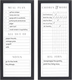 Sheffield Home Set of Two Family Planner Dry Erase Boards Featuring, Chore Chart, Shopping List, Weekly Meal Planner and Notes, 9x21 Inch, Black