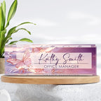 Personalized Name Plate for Desk, Custom Desk Name Plate, Acrylic Name Plate Office Desk Accessories, Personalized Office Gifts for Coworkers Teachers, Employee Appreciation Gifts (Purple Crystal)