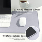 Reniteco Waterproof Large Gaming Mouse Pad with Durable Stitched Edges, Non-Slip Rubber Base, Grainy Jacquard Mouse Mat Desk Pad for Home Office Gaming, 35.4''x15.7''x0.12'', Matte Light Gray