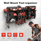 ERVNYNT 3 layers power tool organizer Loads 150lbs with 8 Cordless Drill Holder and 8 Outlet Power Strip,it’s good choice for husband birthday gift,black
