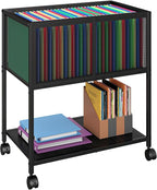 Sbanmao Rolling File Cart, Mobile File Cabinet with Wheels Hanging Files, Metal Hanging File Folder Cart File Organizer Fit Letter Size for Home Office, Black (Patent Pending)