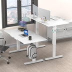 SHW 55 x 28 Inches Electric Height Adjustable Standing Desk with Drawer and Memory Preset, White