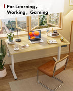 SANODESK Electric Standing Desk 48 x 30 Inches Whole-Piece Desktop Height Adjustable Stand Up Desk w/6-Button Controller Ergonomic Computer Desk for Home Office, White Frame + Natural Tabletop