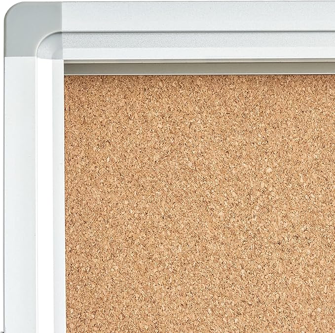 Lockable Display Case 24x36 - Enclosed Cork Bulletin Board with Locking Door, Wall Mounted Aluminum Notice Board for Office, School, Posters, Cards