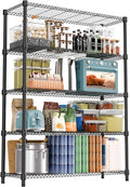 M MZG 5 Tiers Shelf 1750 lbs Steel Storage Shelving Utility Shelving Unit Steel Organizer Wire Rack for Home,Kitchen,Office,Garage Black 17.7" D x 47.2" W x 72.4" H
