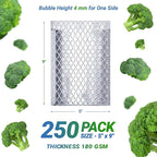 Amiff Silver Thermal Bubble Mailer, 5 x 9 Inches. 250 Pack Metallic Bubble Mailers. Self-Seal Insulated Mailers for Cold Shipping. Padded Envelopes Waterproof. Thermal Bag for Food, Cosmetics