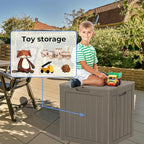 Yardgrace 30 Gallon Waterproof Deck Boxes for Outdoor - Compact Resin Patio Storage Boxes, Pool Storage Bin with Lock for Cushions & Tools, UV-Resistant, Slate Grey