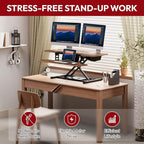 SANODESK Standing Desk Converter with Electric Motor 40" Height Adjustable Riser for Office Home,Dual Monitor and Laptop Workstation with Large Keyboard Tray, Rustic Color