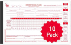 10 Pack Driver Daily Log Books for Truck Drivers with 7 & 8 Day Recap - 35 Sets of Forms Per Log Book, 2-Ply Carbonless, 5.5" x 8.5", DOT Log Book for Truck Drivers, FMCSA Compliant, Easy Tear-Out