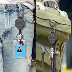 Retractable Keychain Badge Holder with Belt Clip, Heavy Duty Carabiner ID Badge Clip Reel, 32” Steel Retractable Cord, 10 oz Rebound，1pcs Black Keychain