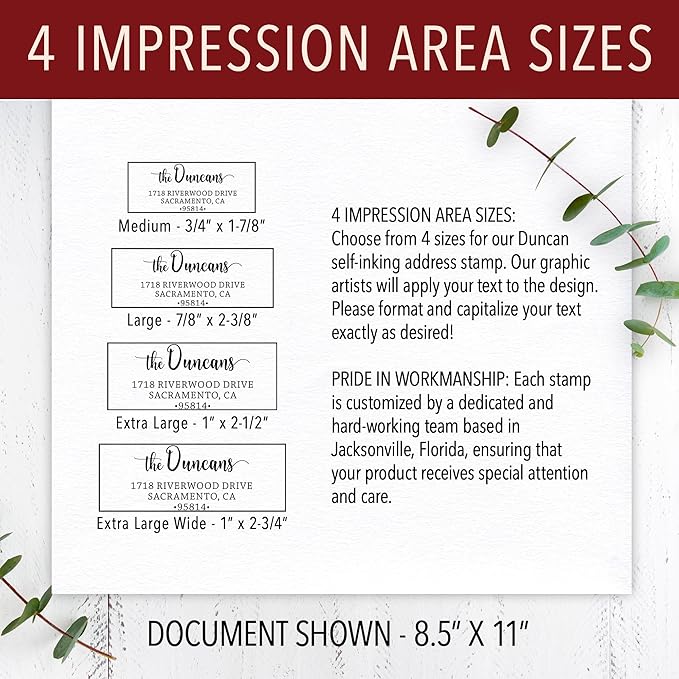The Duncans Personalized Self-Inking Address Stamp | Envelope Return Address Stamp for Couples and Families | Custom Rubber Address Stamp (1, Xtra Large)