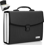 Uquelic 26 Pockets Expanding File Folder Organizer - Upgraded Durable Buckle, Accordion Folder Base with Ergonomic Portable Handle/Large A4 Letter Size Document Organizer, Folders with Pockets