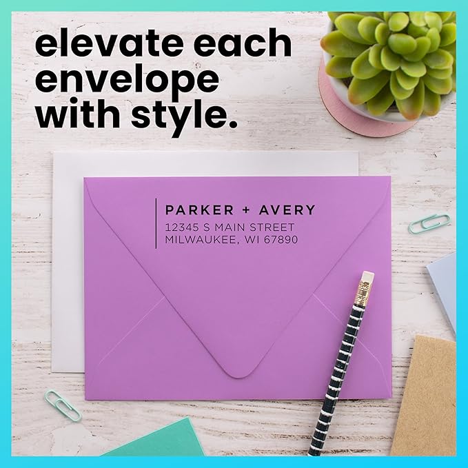 ExcelMark Personalized Return Address Stamp – Custom Self Inking Rubber Stamp (Large, Modern Line)