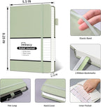 Annecy Lined Journal Notebook, Hardcover Leather Journal for Women & Men, 160 Numbered Pages, Medium 5.5" x 8.25", 100 GSM Thick Paper, Grey Green