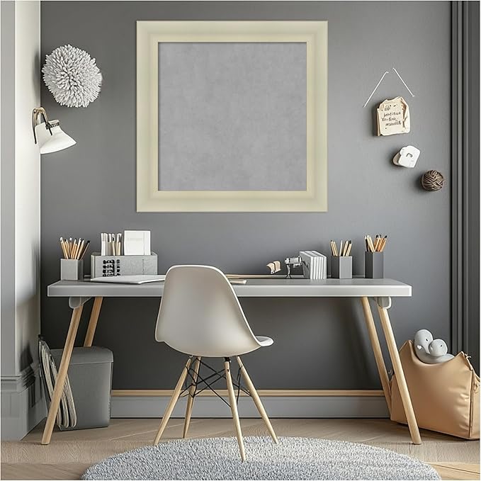 Amanti Art Silver Framed Magnetic Board 25x25 Medium Vision Board for use with Magnets, 100% Metal Sheet to Display Items as Office Decor or for Home Organization in mudroom, Kitchen or Kids Room