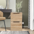 FATIGOS Wood File Cabinet 2 Drawer Filing Cabinets with Hanging Bars for Letter Size, Wooden Samll Vertical Filing Cabinet for Home Office, Oak