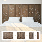 66.9Inch Wooden Room Partition - 6 Panels Boho-Styled Space Room Divider for Home/Office, Headboard & Yoga/Photo/Video Call Backdrop (Brown)
