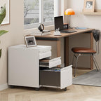 LONGLINK 3 Drawer Mobile File Cabinet with Lock,Under Desk Metal Filing Cabinets with Wheels for Home Office Organizer Letters/Legal/A4(Easy Assemble-White)