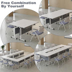 Conference Table for 4-10 People,Wooden Meeting Room Table with Thicken Tabletop and Wood Base,Modern Meeting Training Desk for Conference Room Tables Seminar Room (2Pack140*60 * 75cm)
