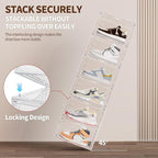 TOFWOF 6 Pack XX Large Shoe Organizer, Heavy-Duty Hard Thicken Plastic Clear Stackable Shoe Storage Box Organizer for Closet, Space-Saving Shoe Rack Display Case Bin Containers for Sneakers, Clear