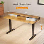 Claiks Electric Standing Desk with 2 Drawers, Adjustable Standing Desks with Storage, Height Adjustable Stand up Desk for Home Office with 2 Hooks,55 Inch Ruist Brown