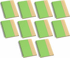 DISCOUNT PROMOS Eco Friendly Spiral Notebooks with Pens Set of 10, Bulk Pack - Perfect for School, Office, Home - Green