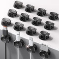16Pack Cord Organizer [Dual Spring & Clasp, Max Secure] Cable Clips - Chfeila Cord Holder, Desk Cable Management, Adhesive Phone Charging Wire Holder for Nightstand/Car/Wall, Office Accessory - Black