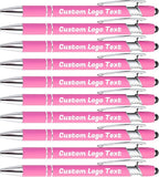 HEYZARDA Personalized Pens with Name Text Logo Custom Ballpoint Pen for Business Office Events with Stylus for Touchscreen 100 Pcs Rose