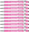 HEYZARDA Personalized Pens with Name Text Logo Custom Ballpoint Pen for Business Office Events with Stylus for Touchscreen 50 Pcs Rose