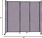Versare Straightwall Sliding Portable Wall Partition | Freestanding Office Dividers | Locking Wheels | Temporary Room Separator | 7'2'' Wide x 6'10'' Tall Cloud Gray Fabric Panels