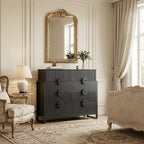 LGHM Fluted Dresser for Bedroom with 8 Drawers, Modern 8 Drawers Dressers with Semi-Cylindrical, Chest of Drawers Closet Organizers and Storage Clothes, 43" Tall Dresser with Bold Steel Frame, Black