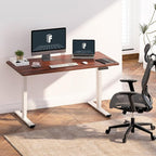 FLEXISPOT E6 3-Stage Dual Motor 60 x 24 Electric Standing Desk Sit Stand Up Desk, Holds 220 lbs, Adjustable Height w/Memory Presets, One-Piece Mahogany Desktop & White Frame, Ships in 2 Boxes
