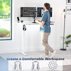 VIVO Electric 60 x 24 in Standing Desk, Memory Height Adjustment, 1B Series, Holds 220 lbs, One-Piece White Top, White Frame, DESK-KIT-1W6W