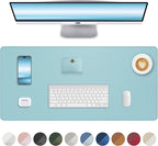 Leather Desk Pad Protector, Mouse Pad, Office Desk Mat, Non-Slip PU Leather Desk Blotter, Laptop Desk Pad, Waterproof Desk Writing Pad for Office and Home (Teal, 31.5" x 15.7")